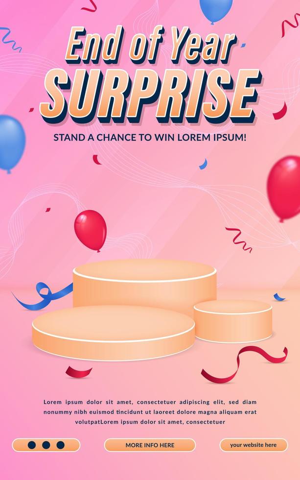 End of year surprise contest invitation poster template vector