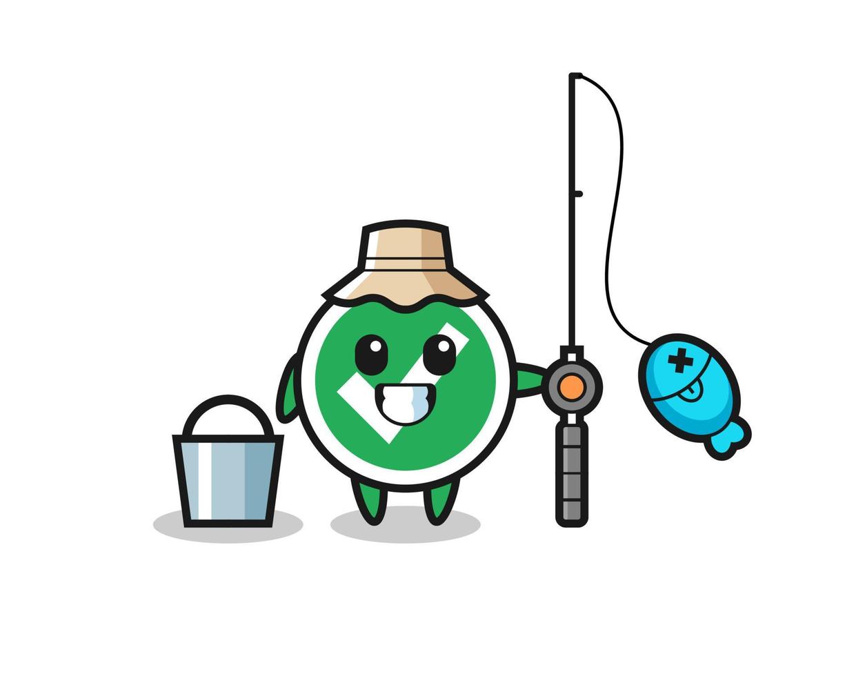 Mascot character of check mark as a fisherman vector