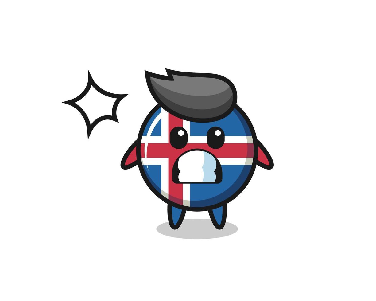 Dibujos animados de carácter de bandera de Islandia con gesto de sorpresa vector