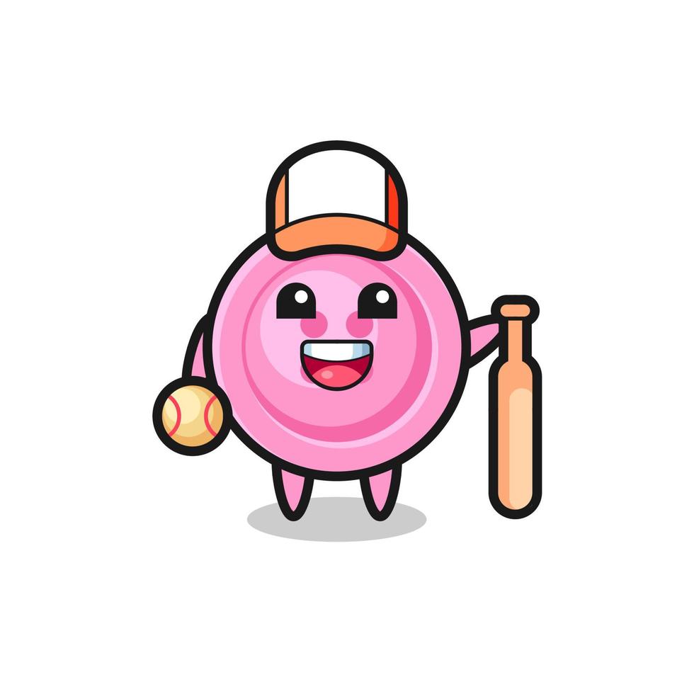 Cartoon character of clothing button as a baseball player vector