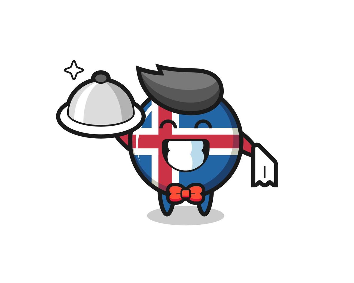 Character mascot of iceland flag as a waiters vector