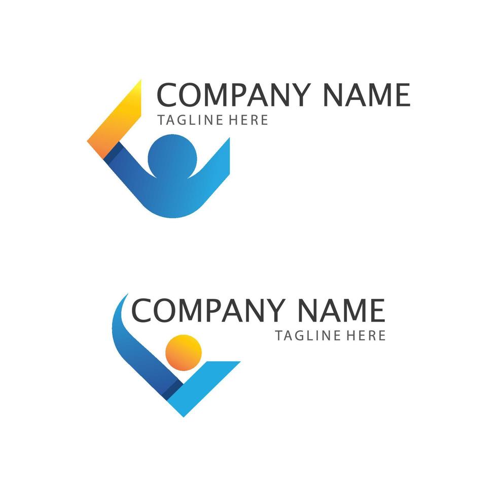 Human and people logo design Community care icon vector