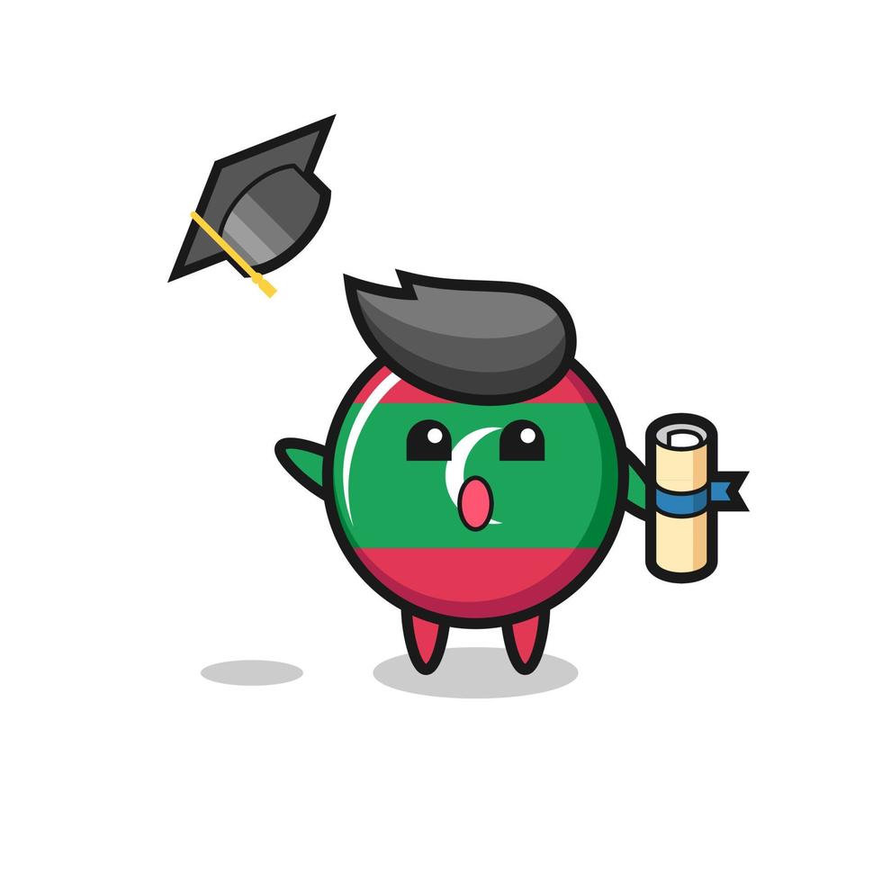 maldives flag badge cartoon throwing the hat at graduation vector
