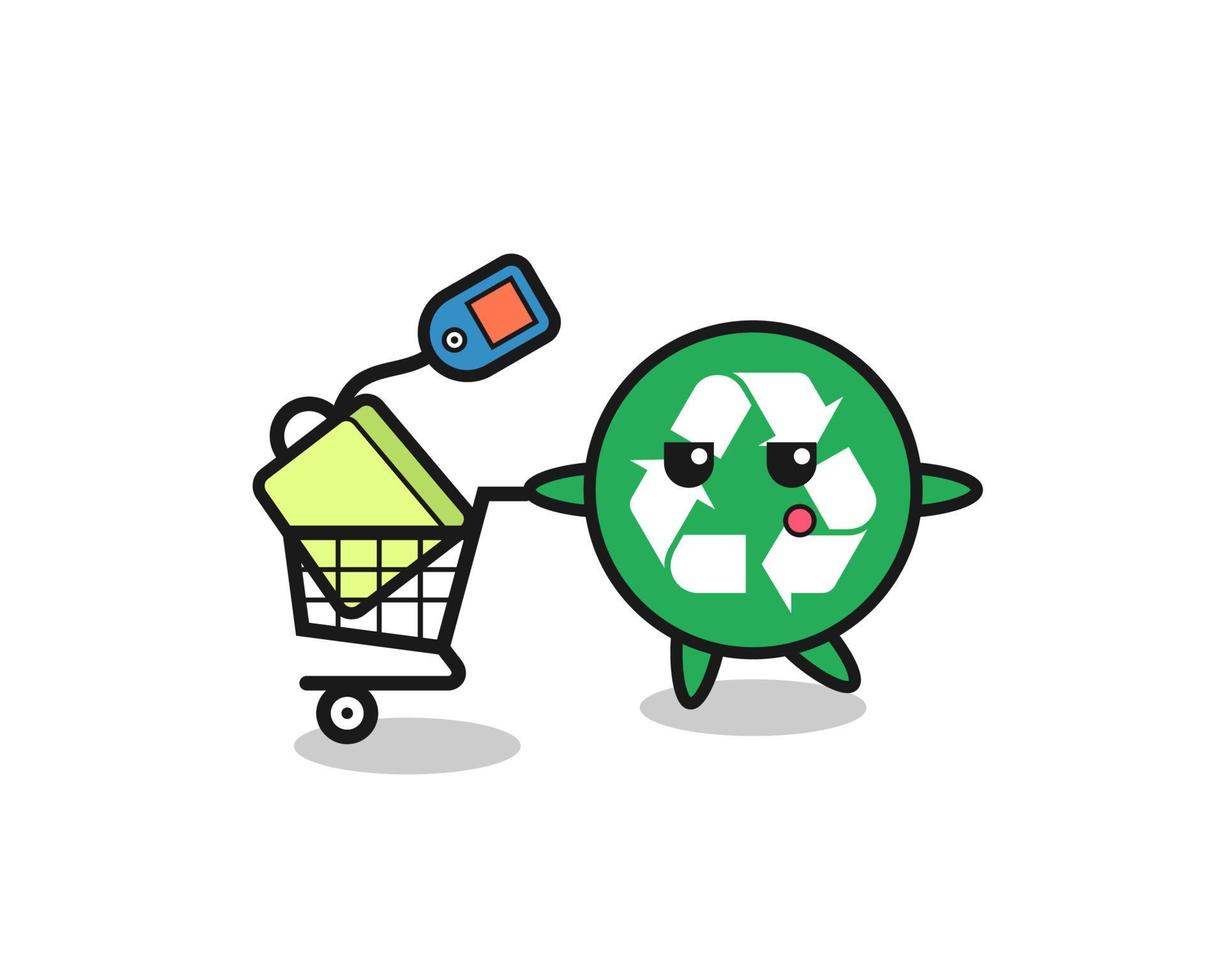 recycling illustration cartoon with a shopping cart vector