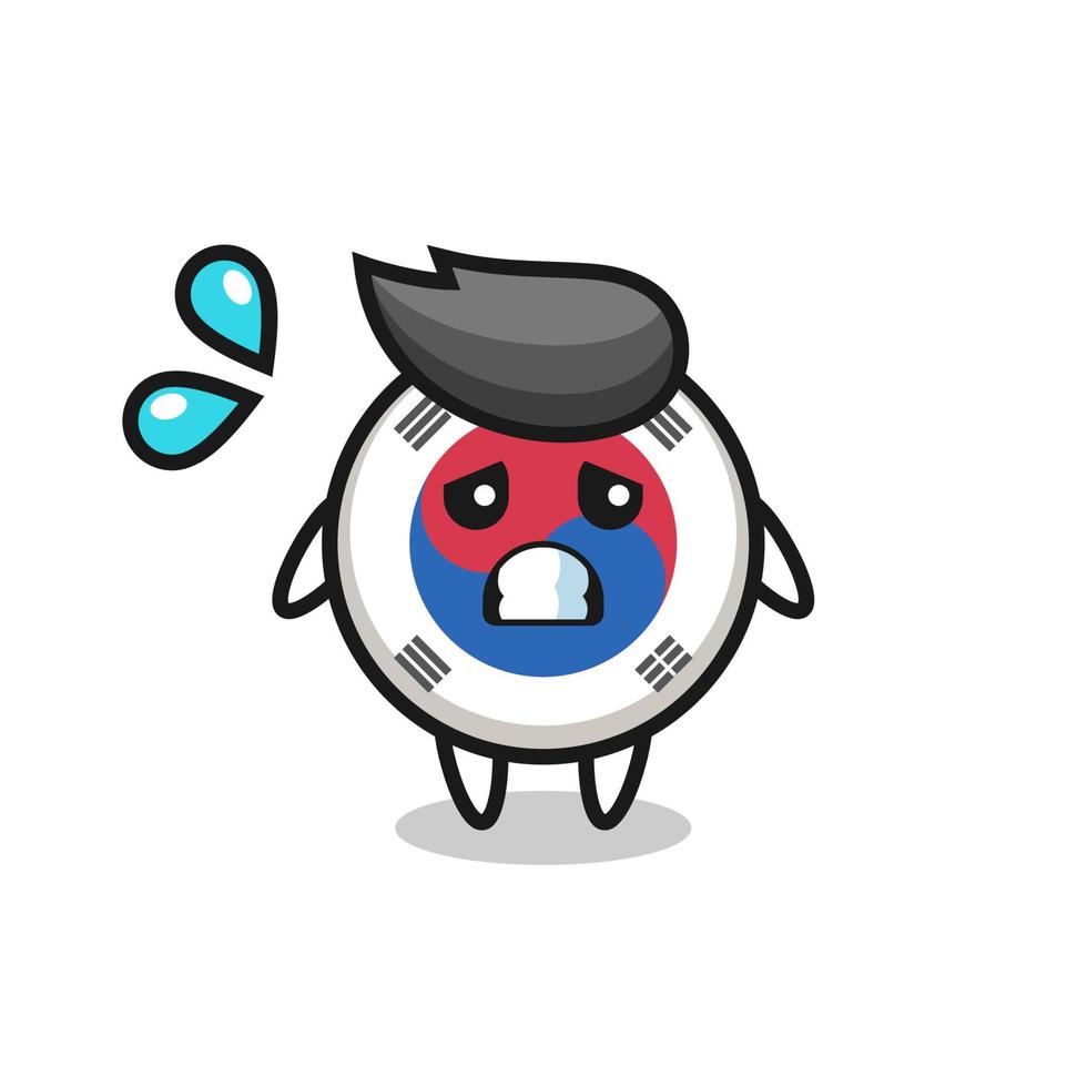 south korea flag mascot character with afraid gesture vector