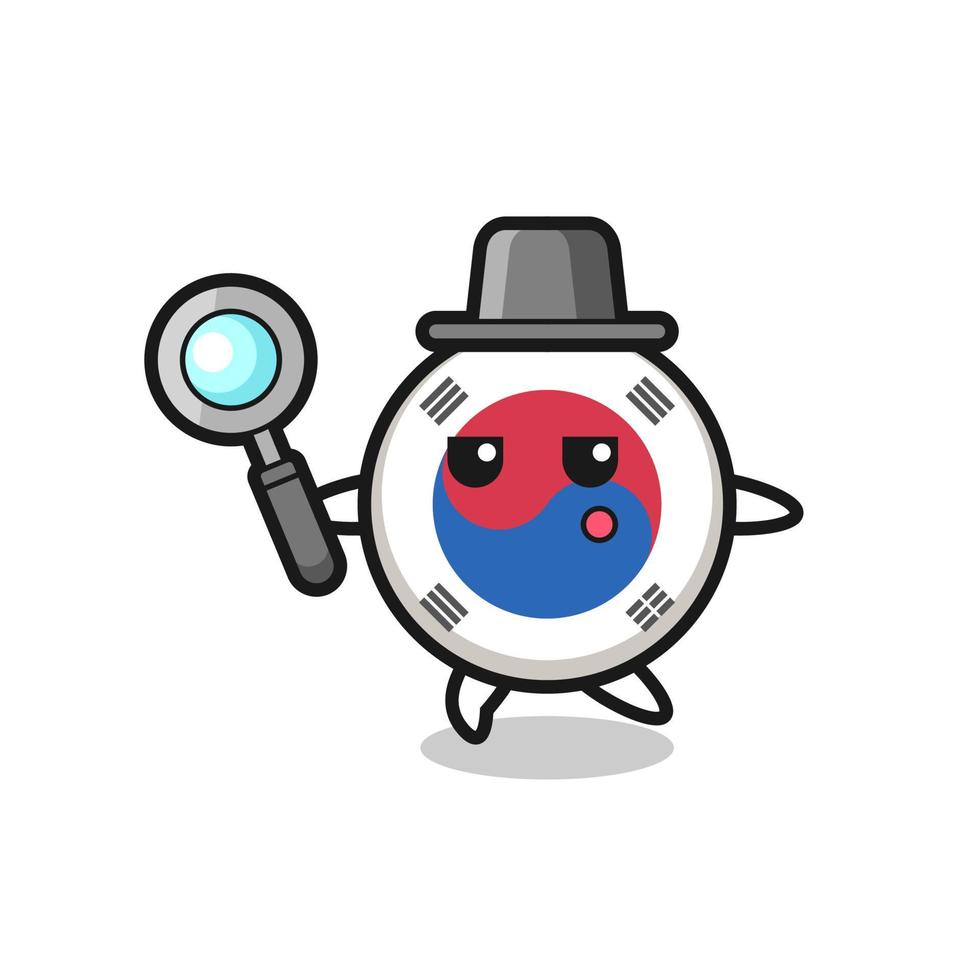 south korea flag cartoon character searching with a magnifying glass vector