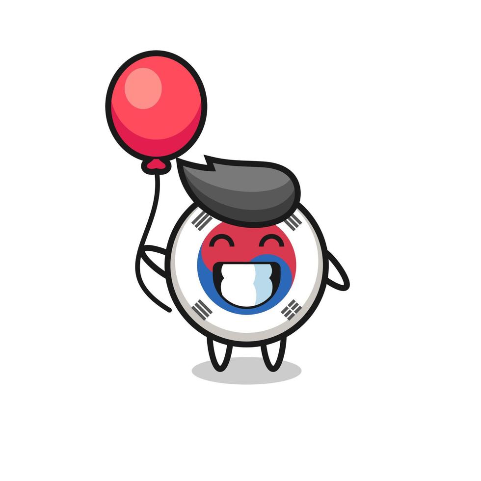 south korea flag mascot illustration is playing balloon vector