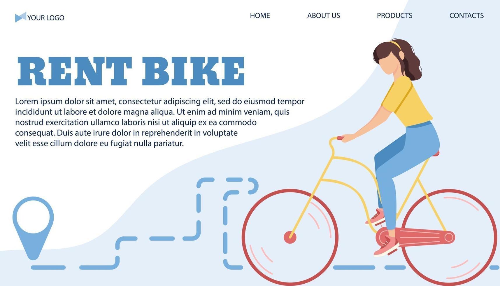 plantilla de banner de ilustración vectorial para alquilar bicicleta en la ciudad vector