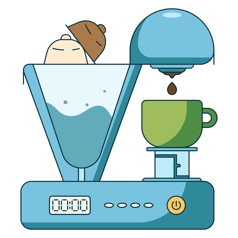 Ilustración de icono plano del método de preparación de café. vector