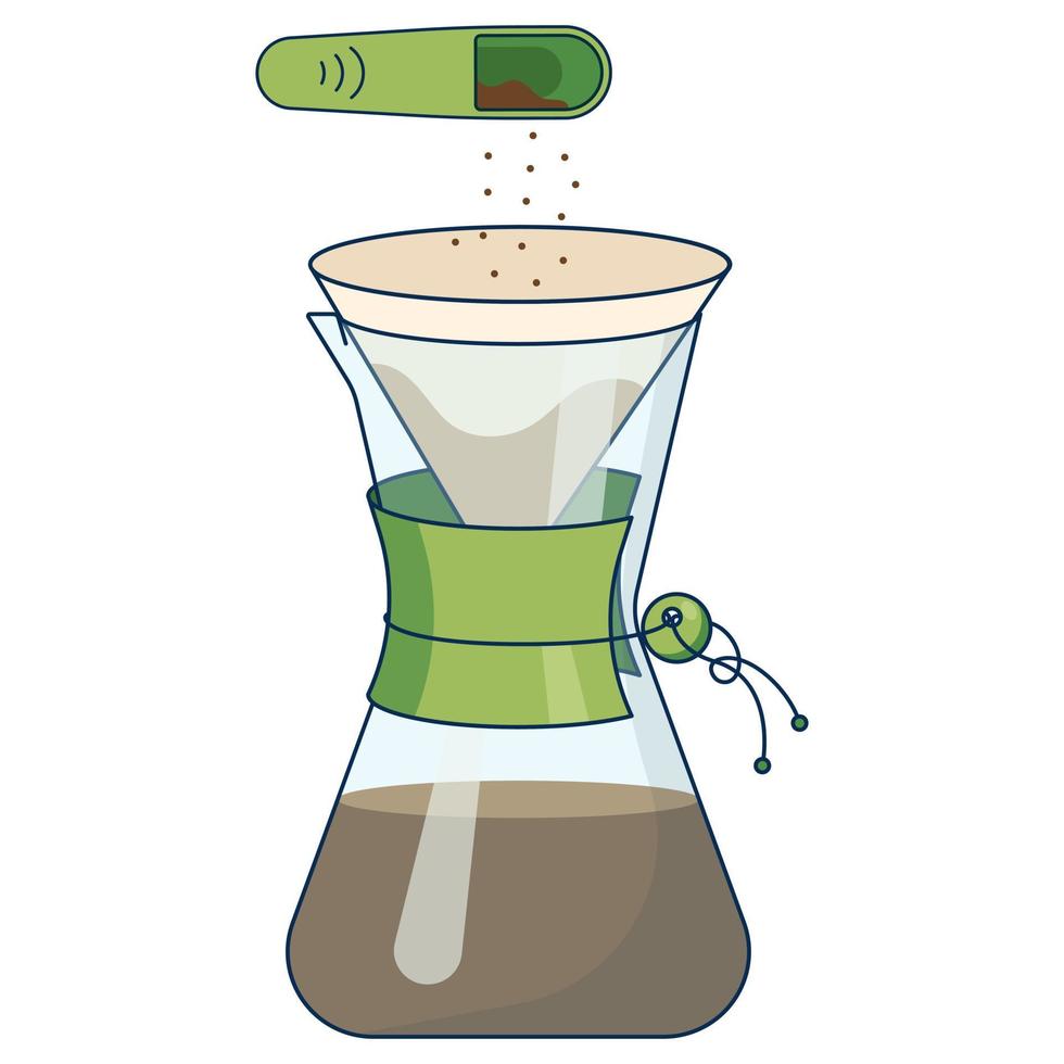 Flat icon illustration of coffee brewing method. vector