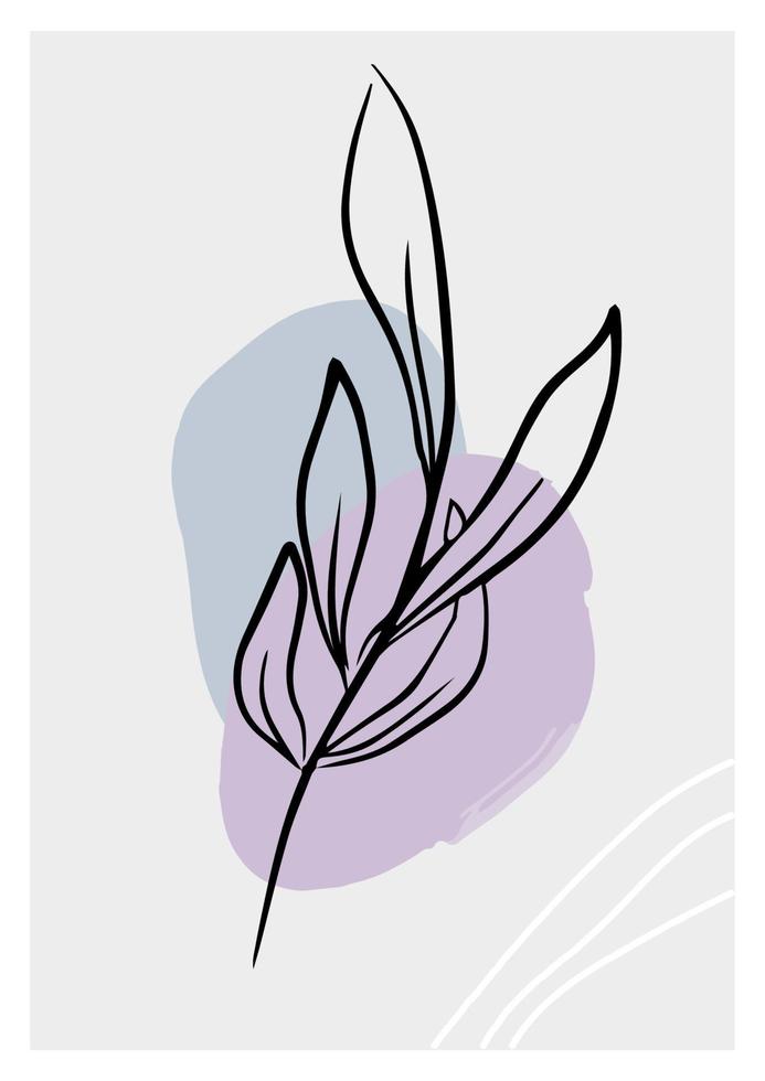 Floral card hand drawn leaves vector