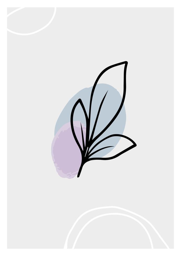 Line art floral card vector