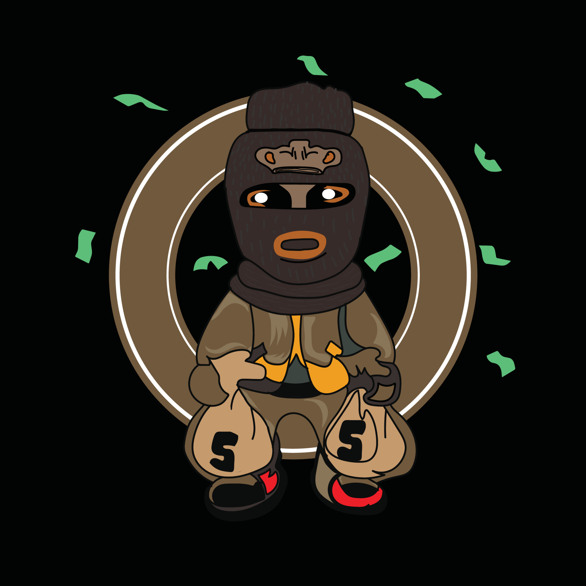 ski mask money chracter illustration 3496128 Vector Art at Vecteezy