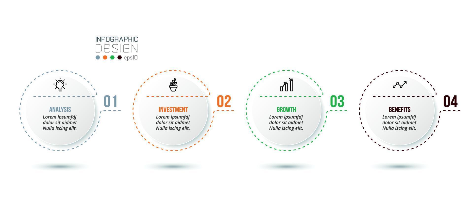 Plantilla de infografía empresarial con diseño de paso u opción. vector