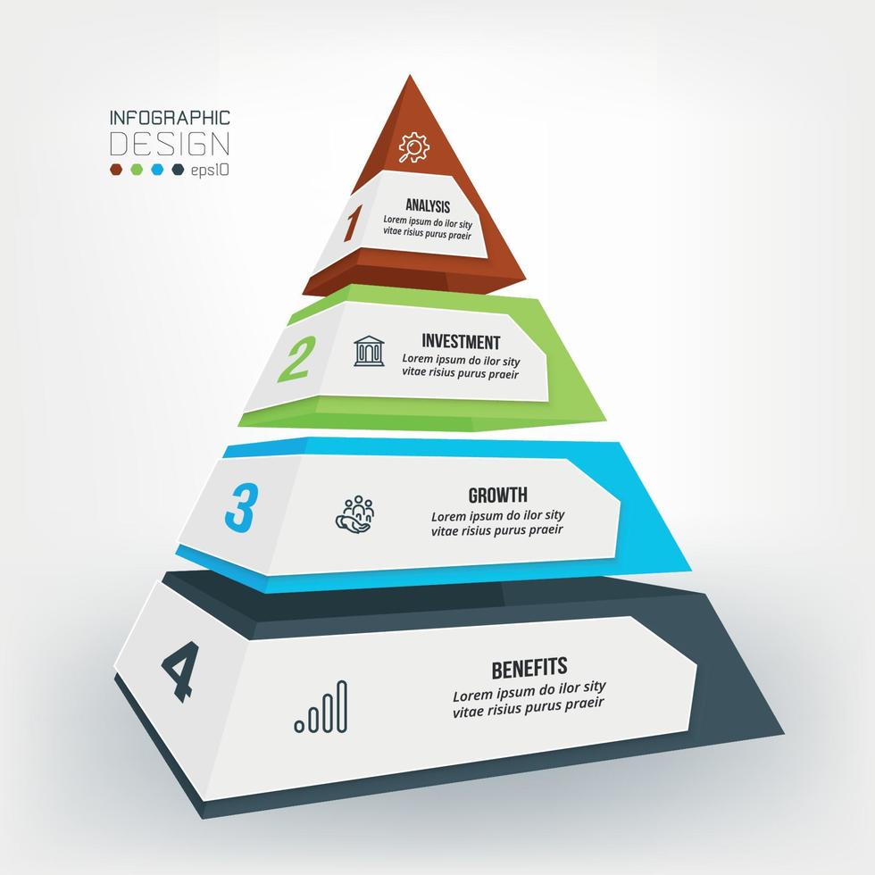 plantilla de infografía de concepto de negocio con pirámide. vector