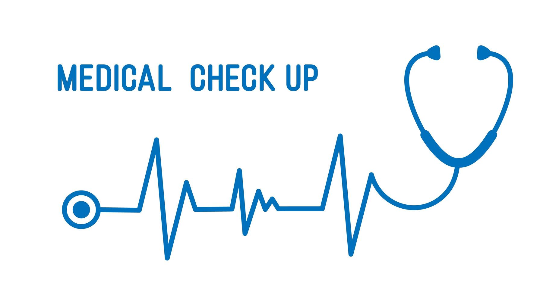 Stethoscope with heart pace line illustration. Medical check up concept. vector