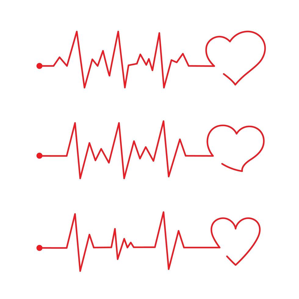 Heart pace line with heart shape. Cardiology clinic logo. Abstract ECG heartbeat line. Valentines day design. vector