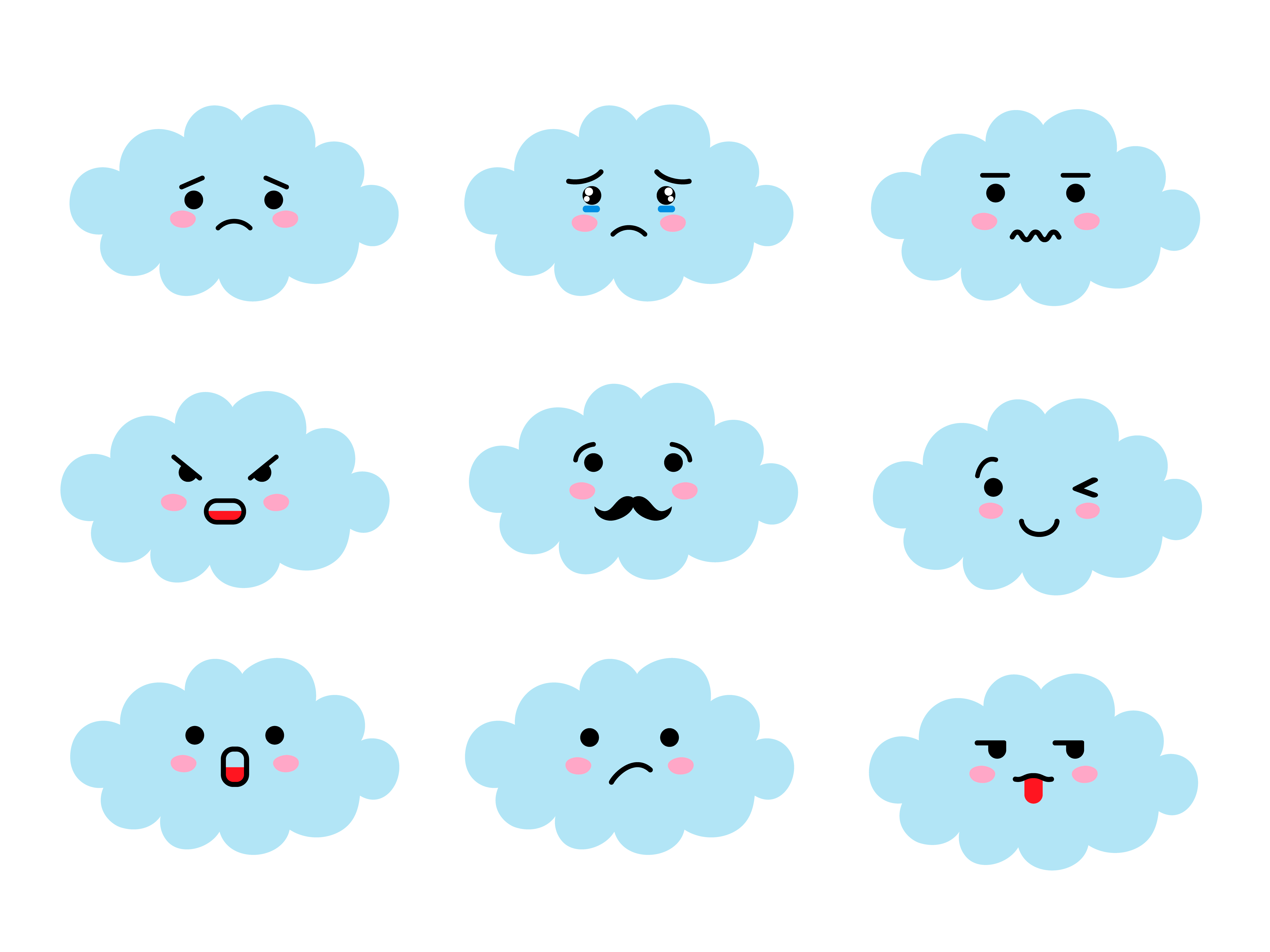 Kawaii Cute Faces Japanese Anime Emoji Stock Vector Royalty Free  1297122883  Shutterstock