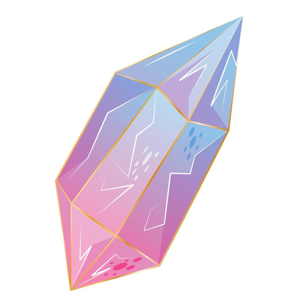 hermoso cristal, gema, joya se aísla en el fondo blanco. una piedra de colores para juegos y aplicaciones. ilustración vectorial en estilo de dibujos animados. vector