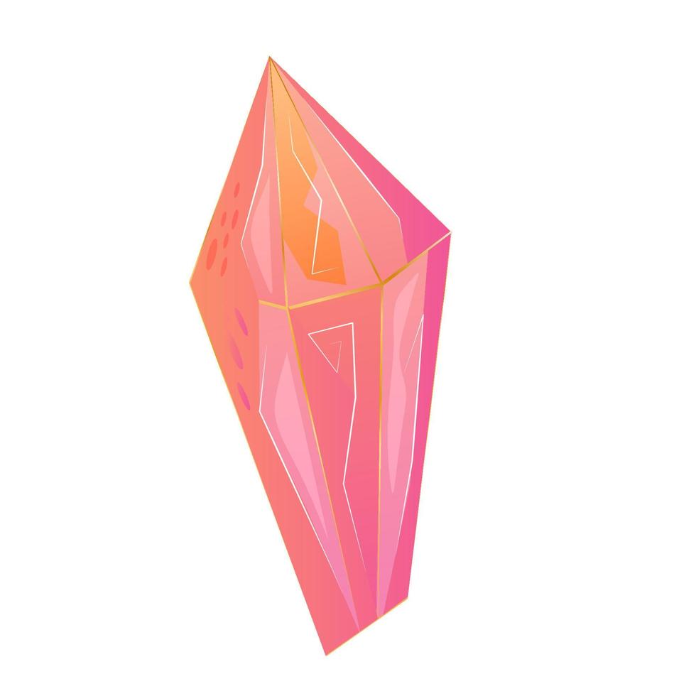 hermoso cristal, gema, joya se aísla en el fondo blanco. una piedra de colores para juegos y aplicaciones. ilustración vectorial en estilo de dibujos animados vector