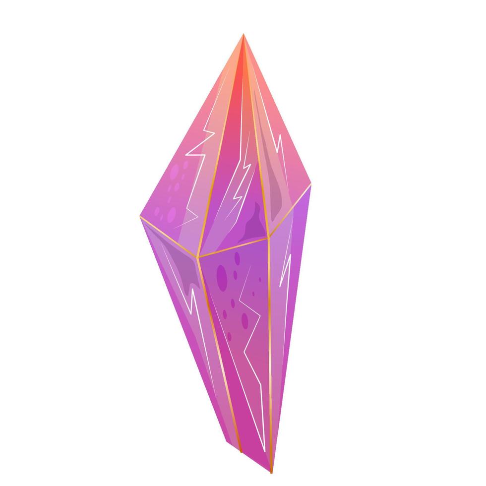 hermoso cristal, gema, joya se aísla en el fondo blanco. una piedra de colores para juegos y aplicaciones. ilustración vectorial en estilo de dibujos animados. vector