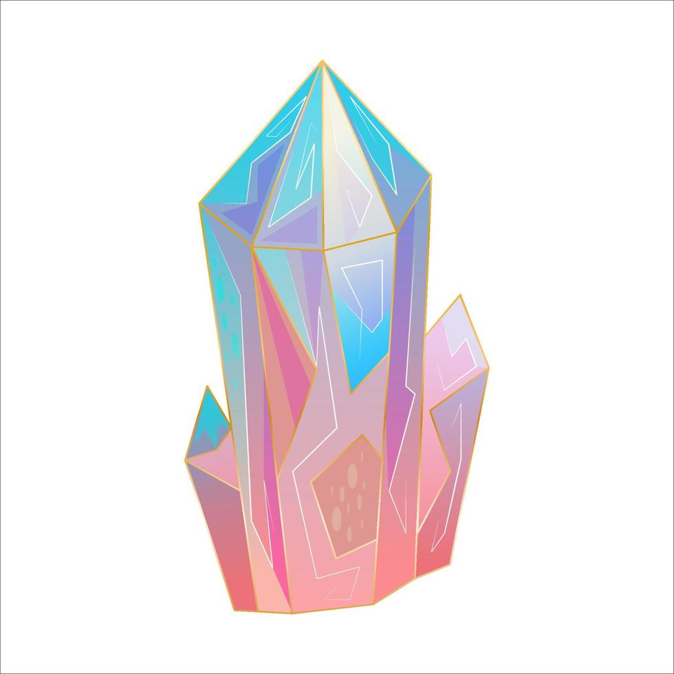 hermoso cristal, gema, joya se aísla en el fondo blanco. una piedra de colores para juegos y aplicaciones. ilustración vectorial en estilo de dibujos animados vector