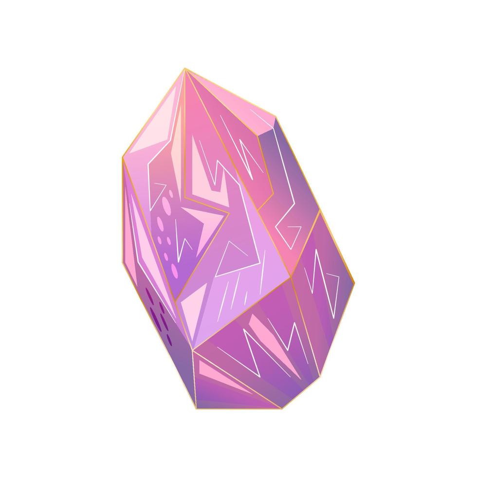 Beautiful crystal, gem, jewel is isolated on white background. A colorful stone for games and applications. Vector illustration in cartoon style.
