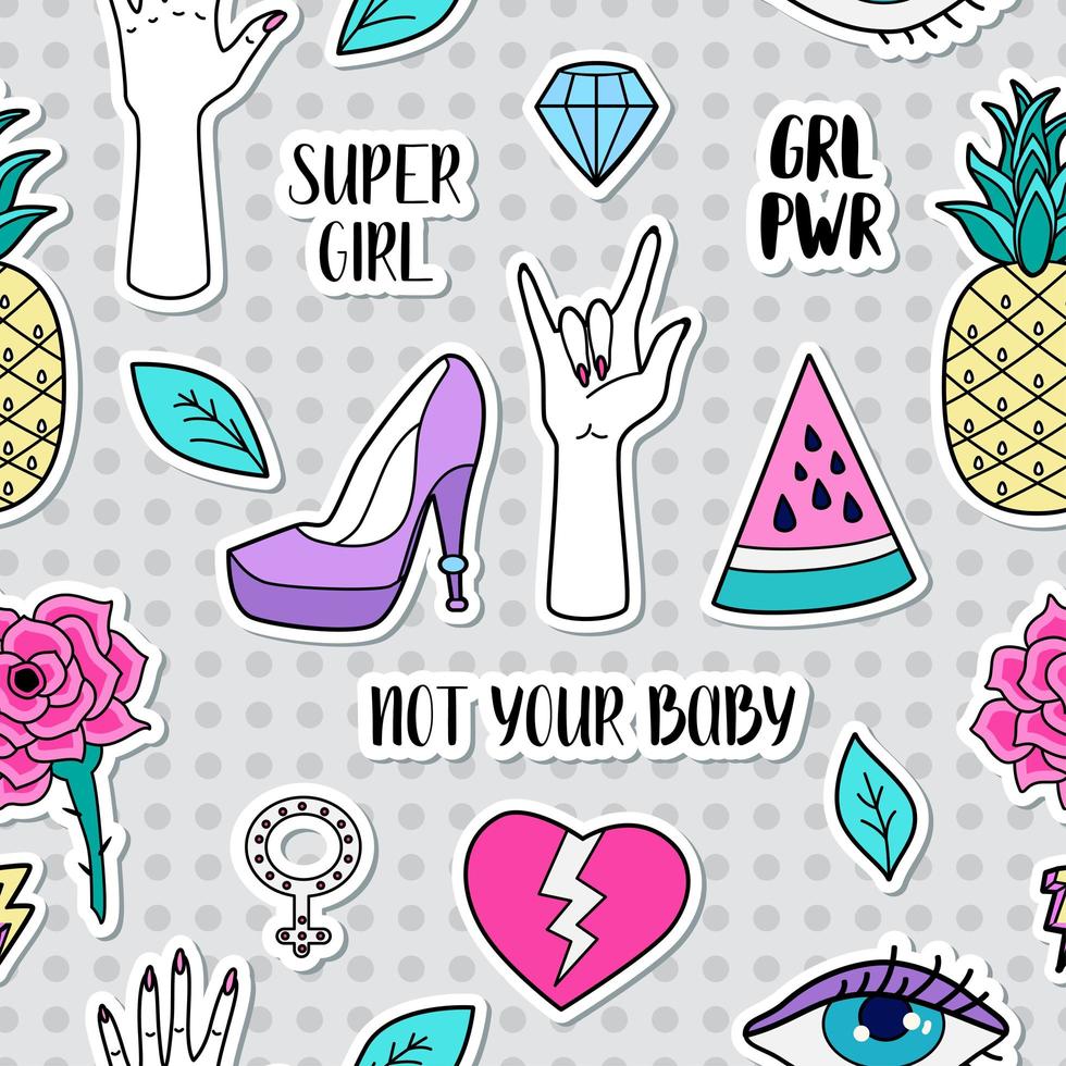 Vector Feminist power seamless pattern with icon.