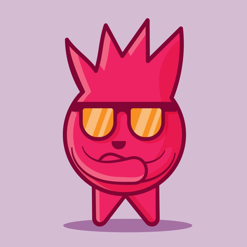 pomegranates mascot wearing sunglasses isolated illustration in flat style vector