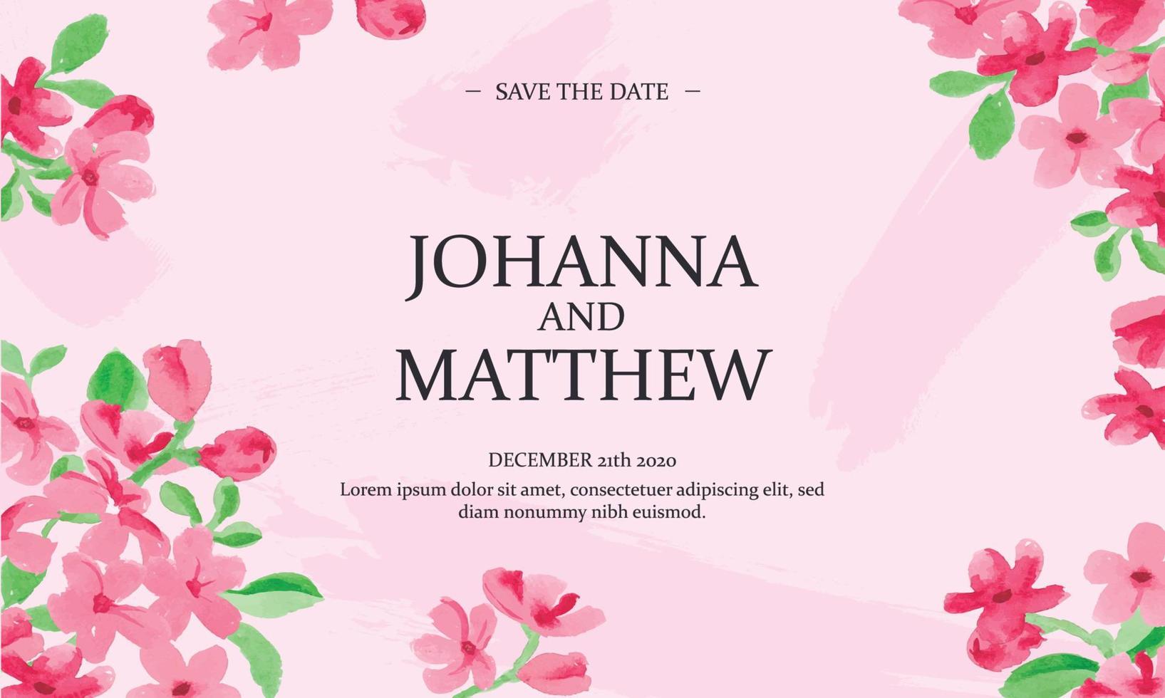 Floral wedding invitation in watercolor vector