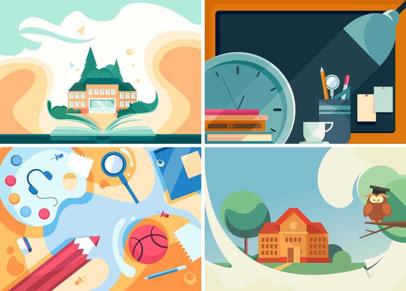 Set of school banners. vector