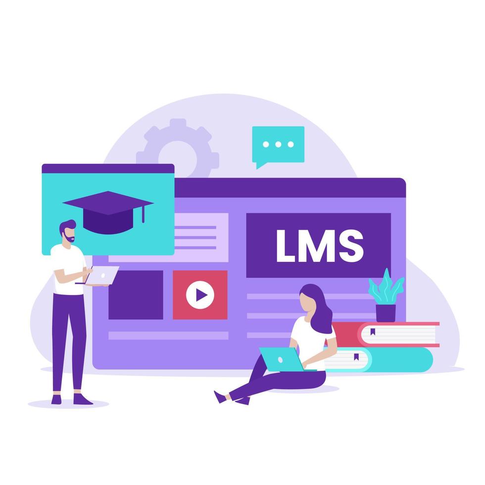 Flat design concept of Learning management system vector