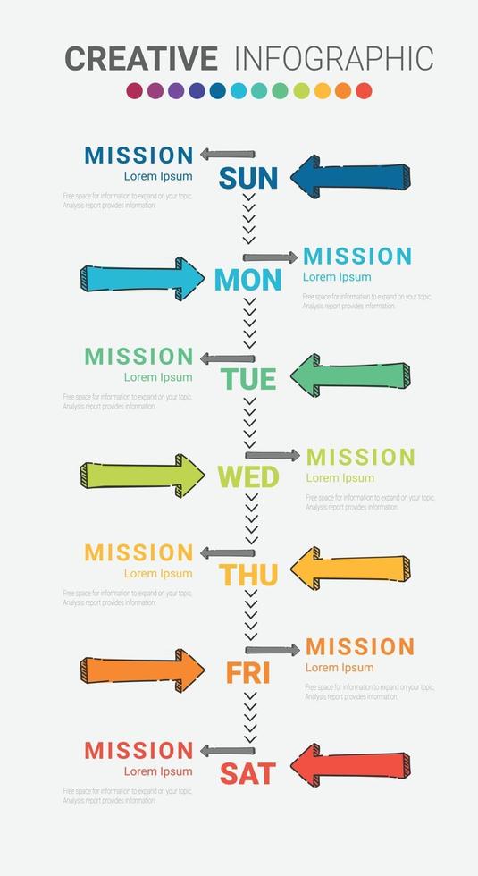 Presentation business concept with 7steps for week vector