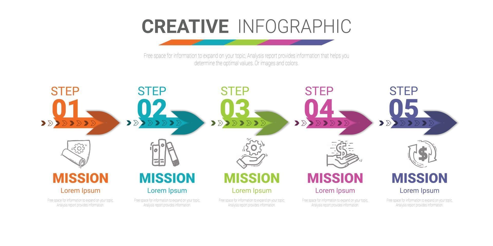 Infographic design template with numbers 5 option vector