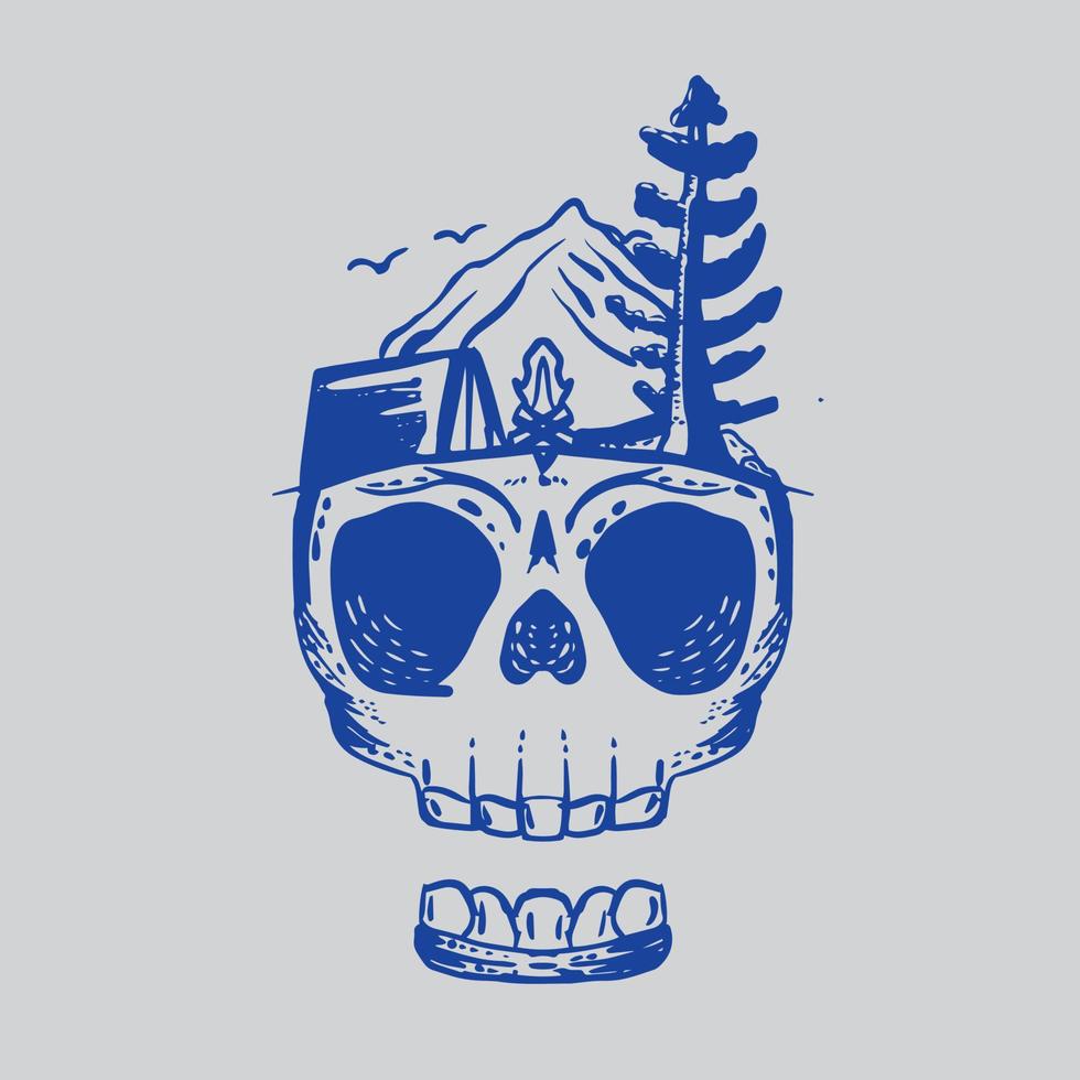 skull double exposure Illustration vector