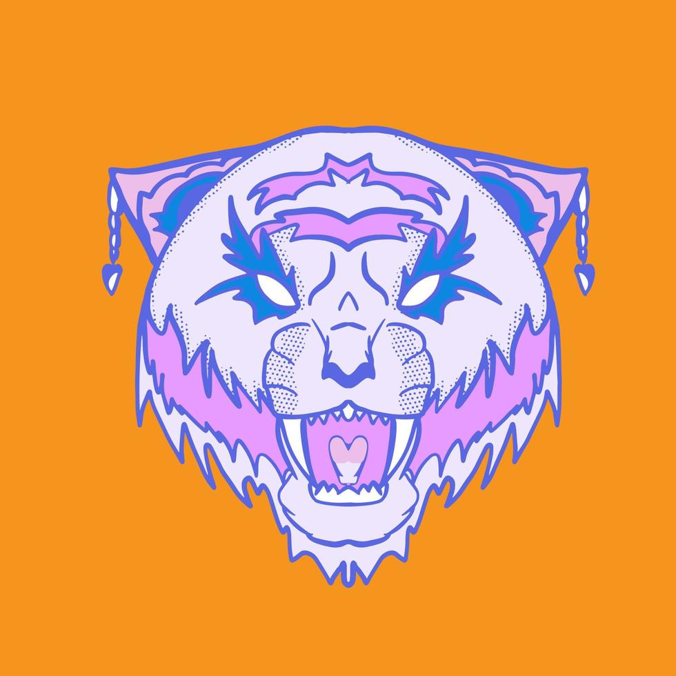 tiger illustration with pastel color vector