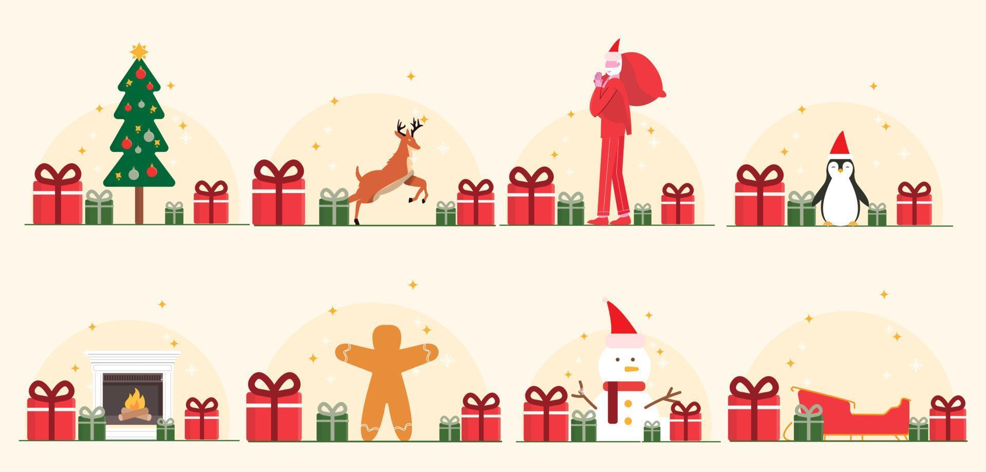 conjunto de ilustración de navidad vector