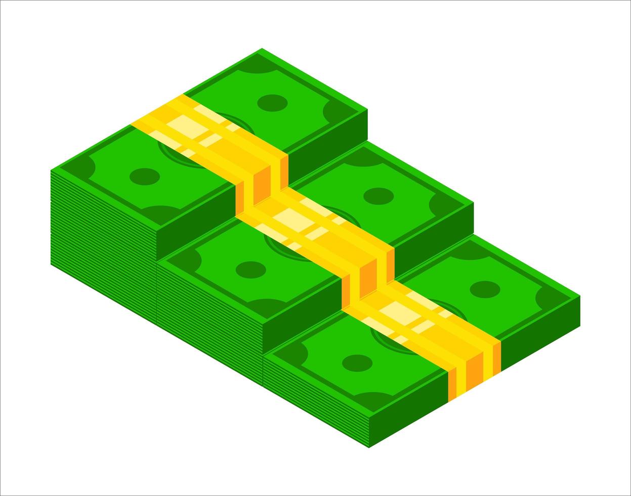 Isometric banknote stairs. Money steps or cash flow stairs concept vector illsutration