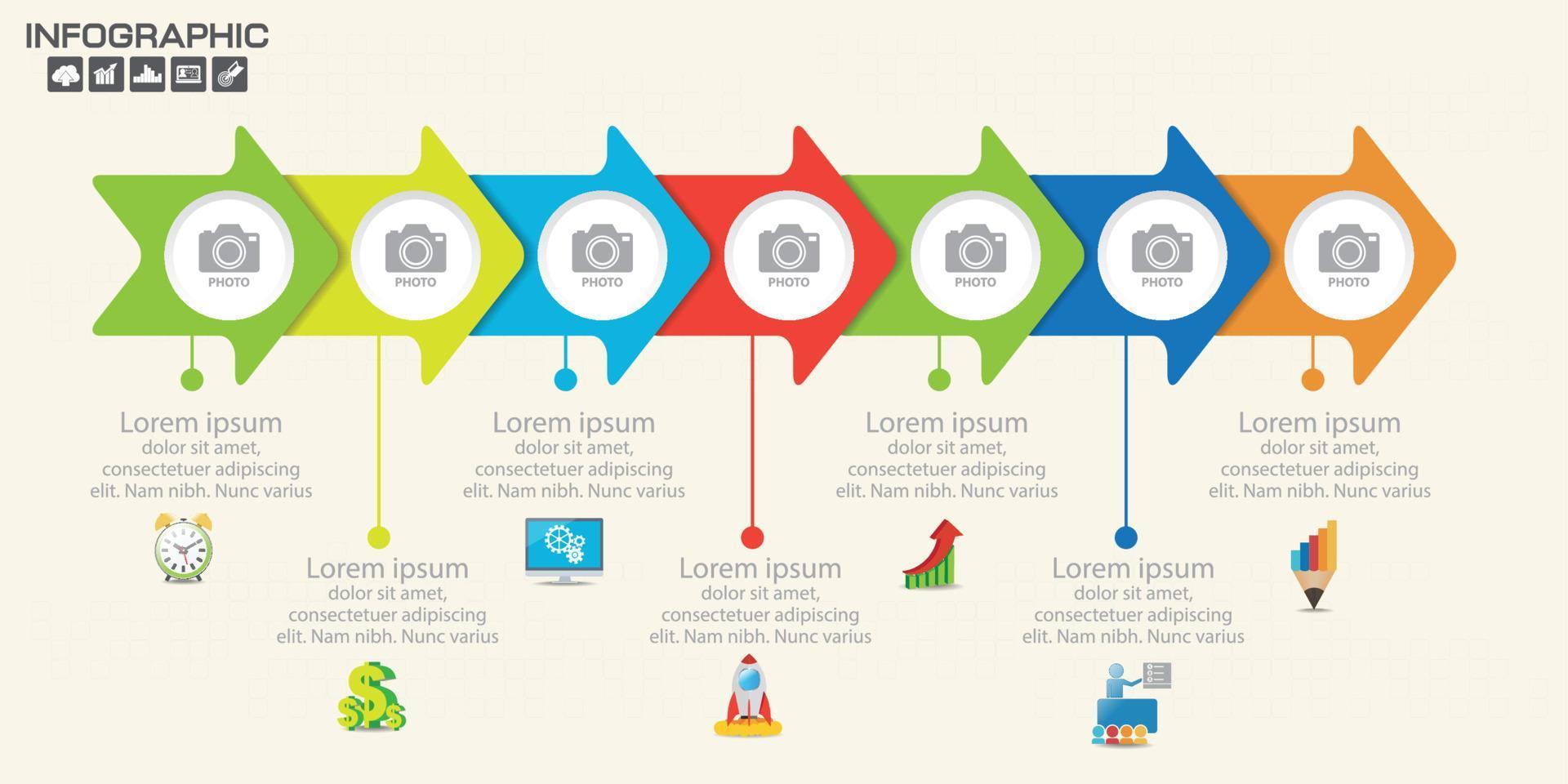 concepto de marketing digital. gráfico infográfico con iconos, se puede utilizar para el diseño de flujo de trabajo, diagrama, informe, diseño web. vector