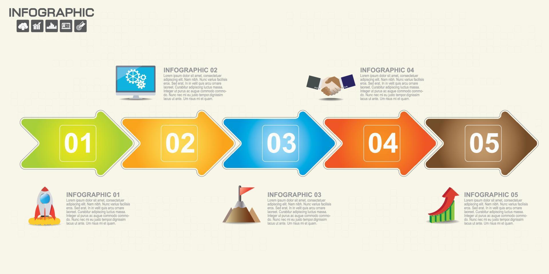 Infographic design template 5 steps with place for your data vector