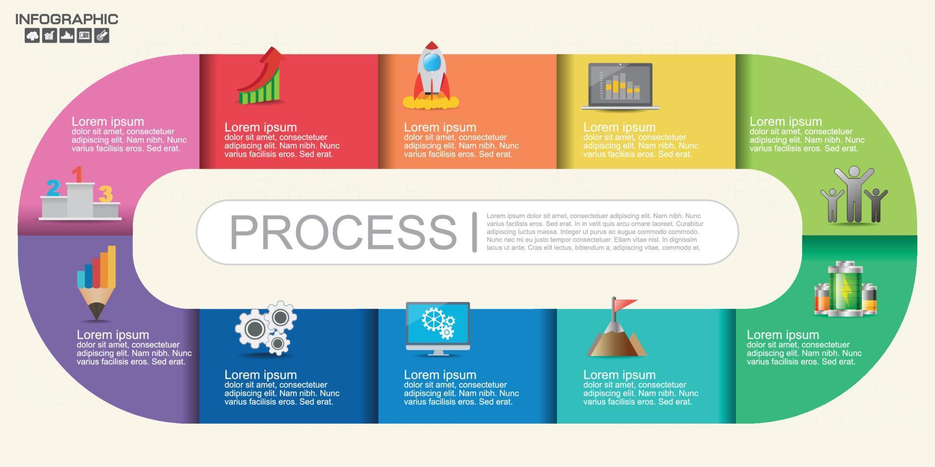 Plantilla de diseño infográfico con marco para texto y foto, se puede utilizar para diseño de flujo de trabajo, diagrama, informe, diseño web. vector