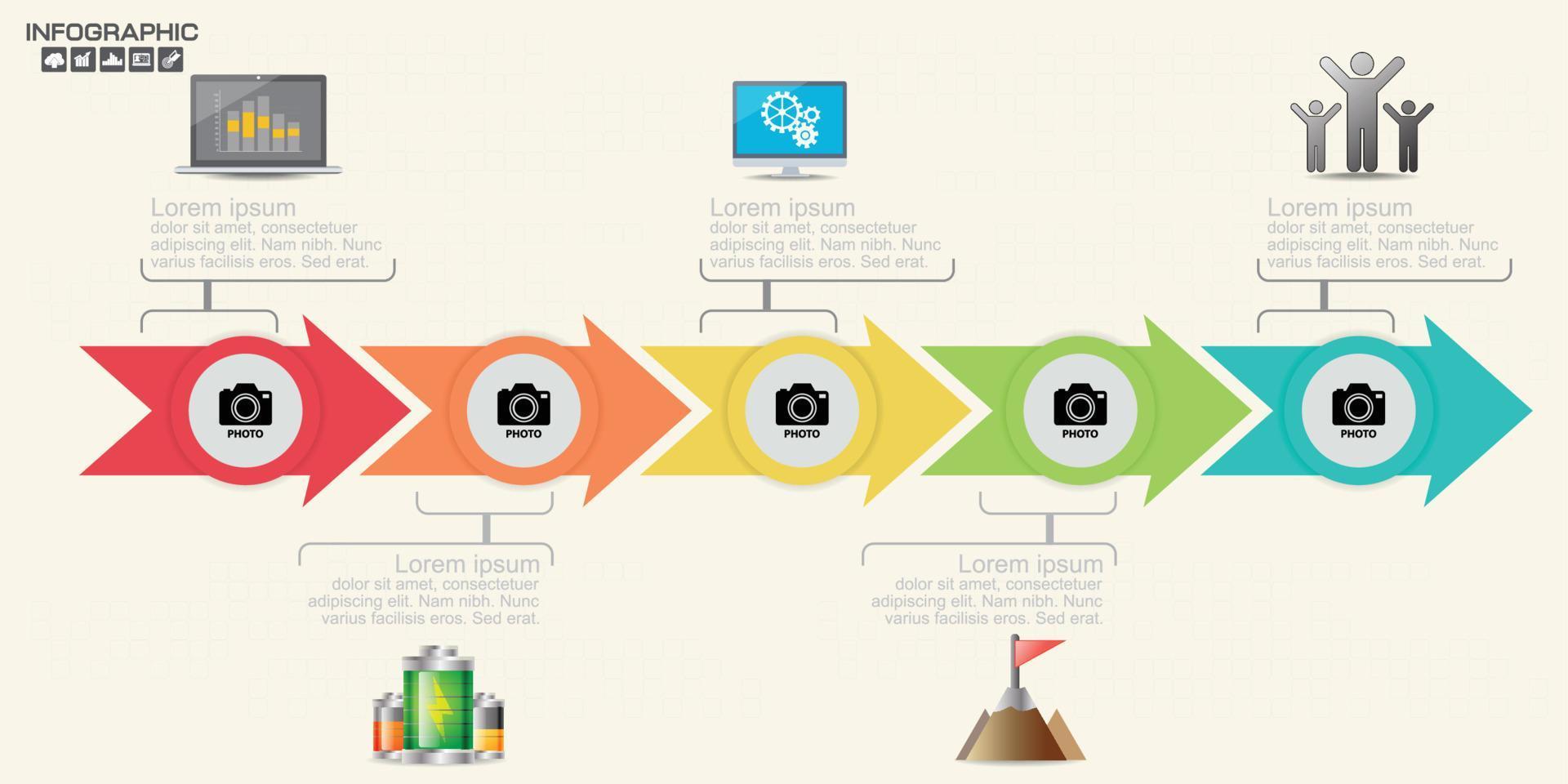 Infographic design template 5 steps with place for your data vector