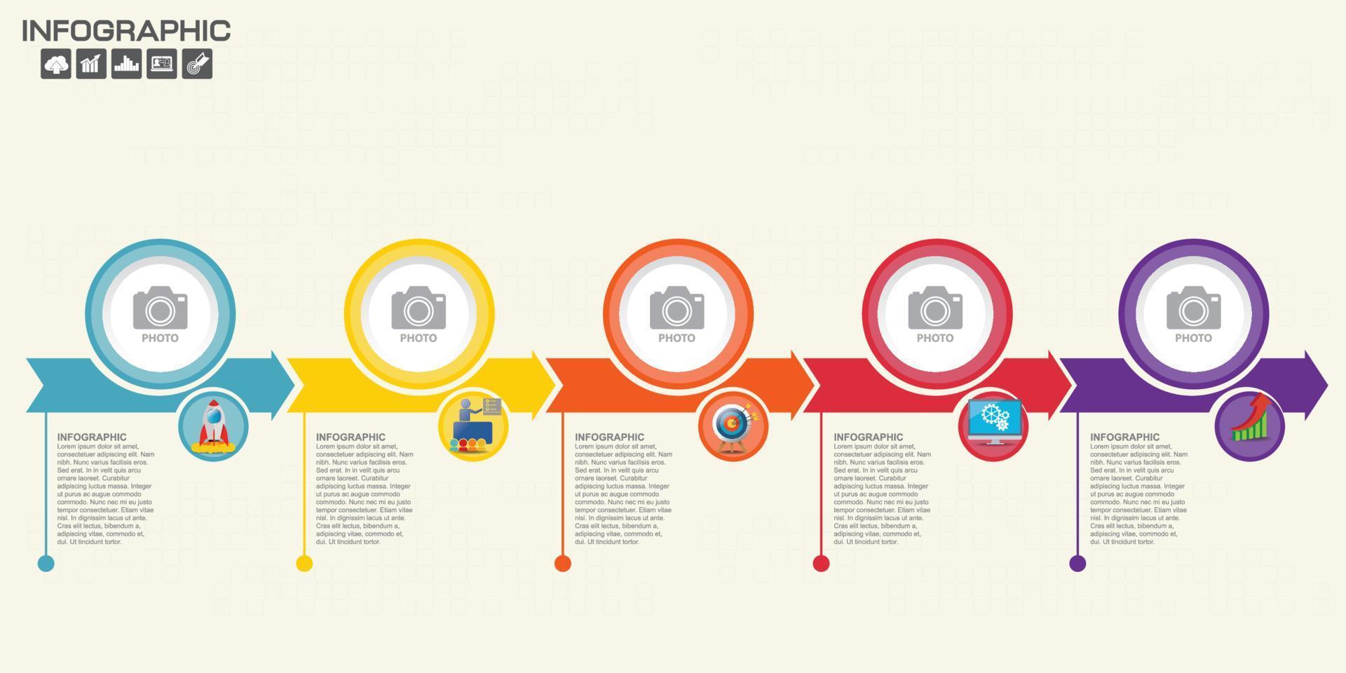 Infographic design template 5 steps with place for your data vector