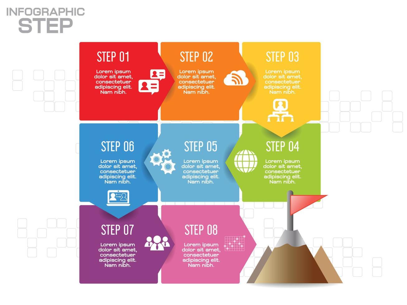 Business Infographics for workflow layout, banner, diagram, number options, step up options, web design. vector