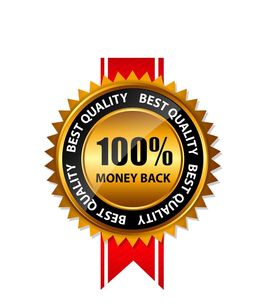 Vector 100 money back gold sign, label template