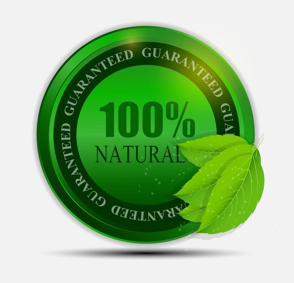100 natural green label isolated on white.vector illustration vector