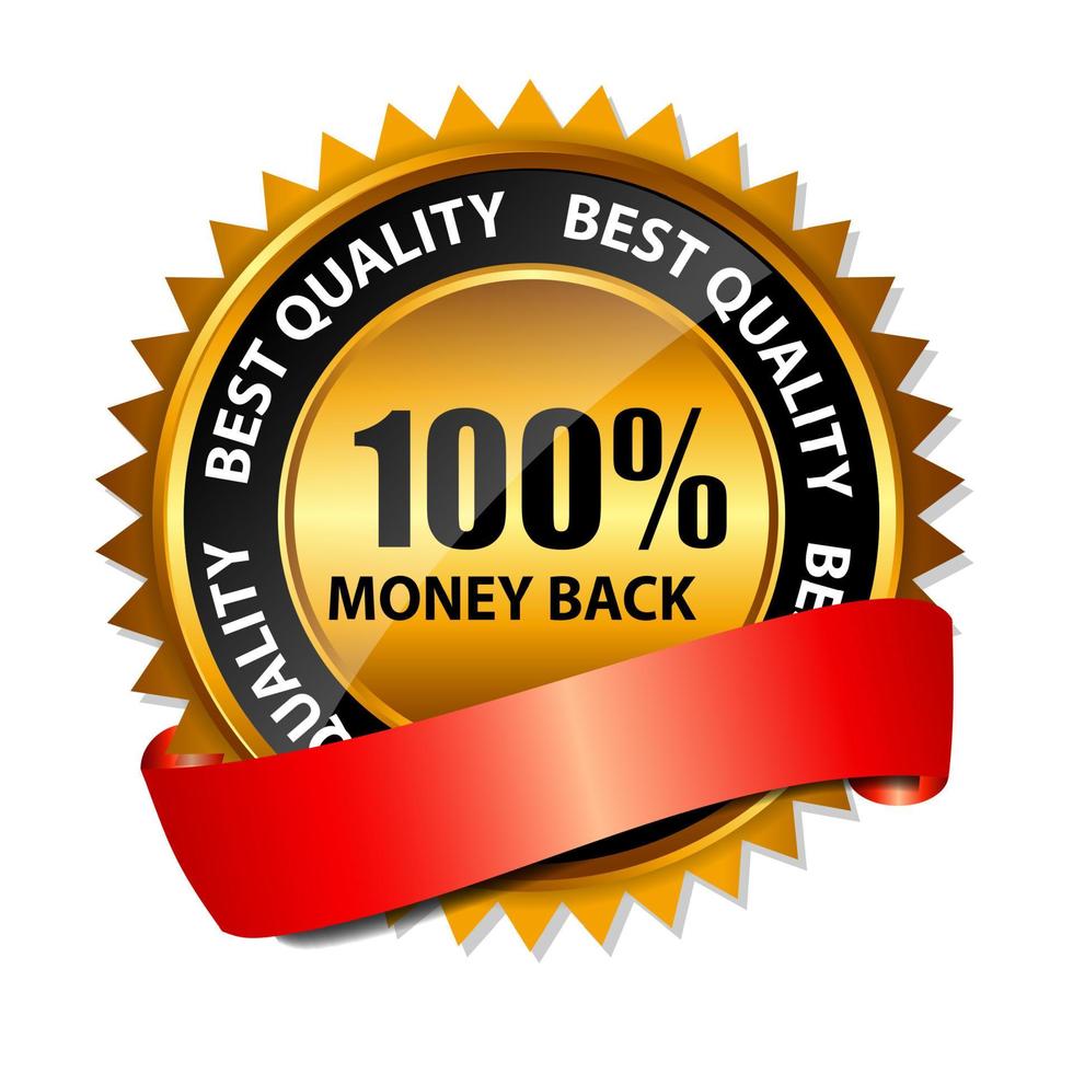 Vector 100 money back gold sign, label template
