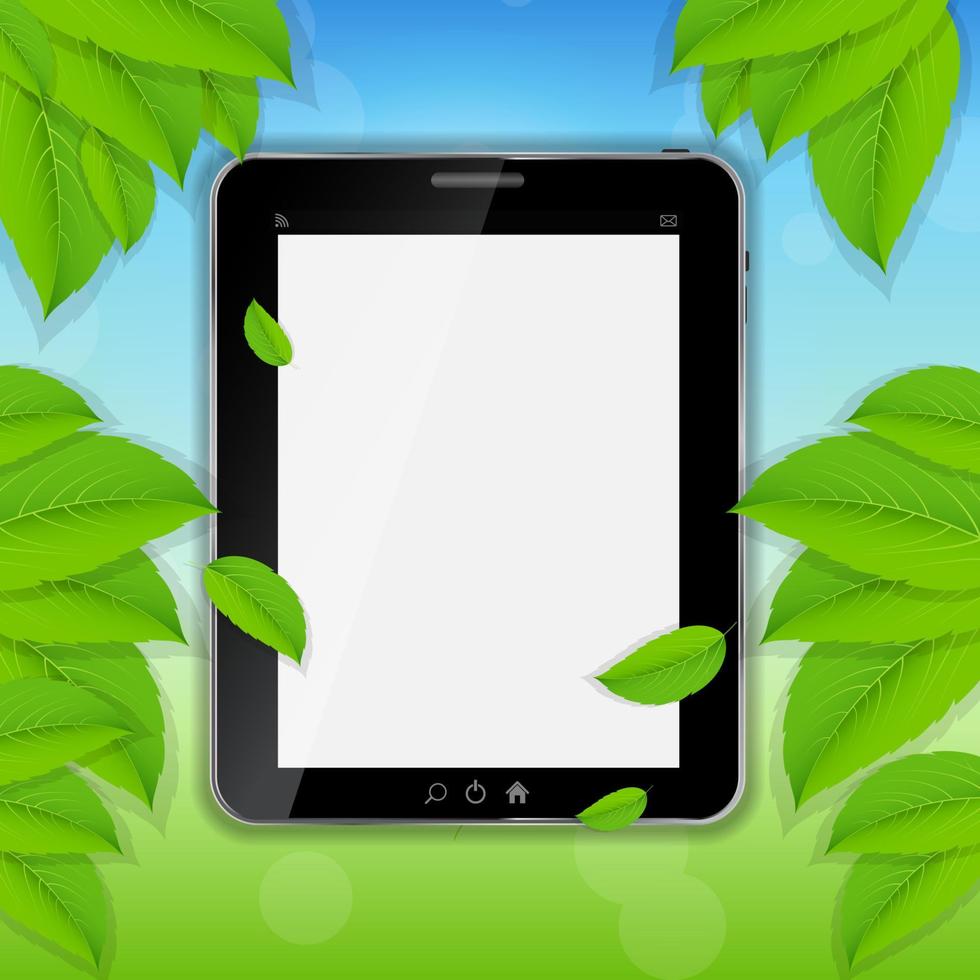 Tablet icon vector illustration on nature background