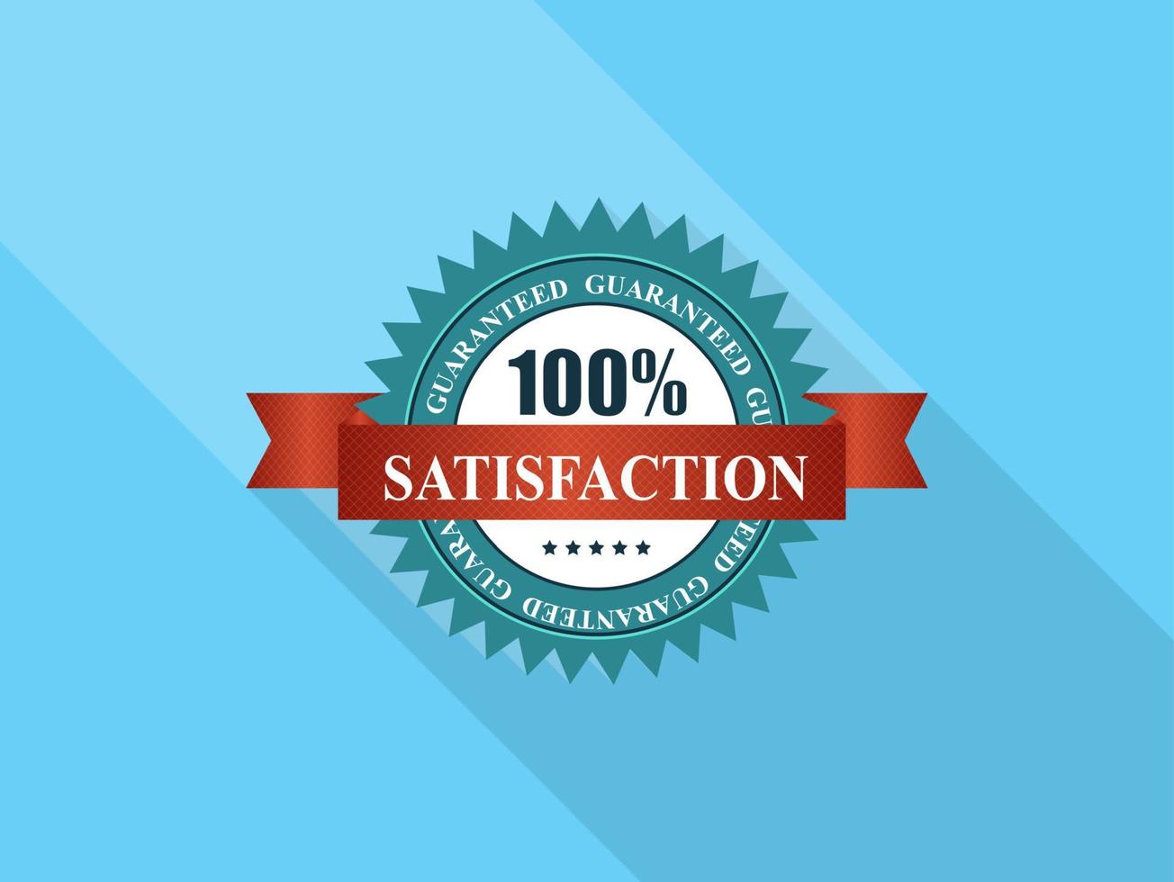 Vector100 Satisfaction  Label with Red Ribbon. vector