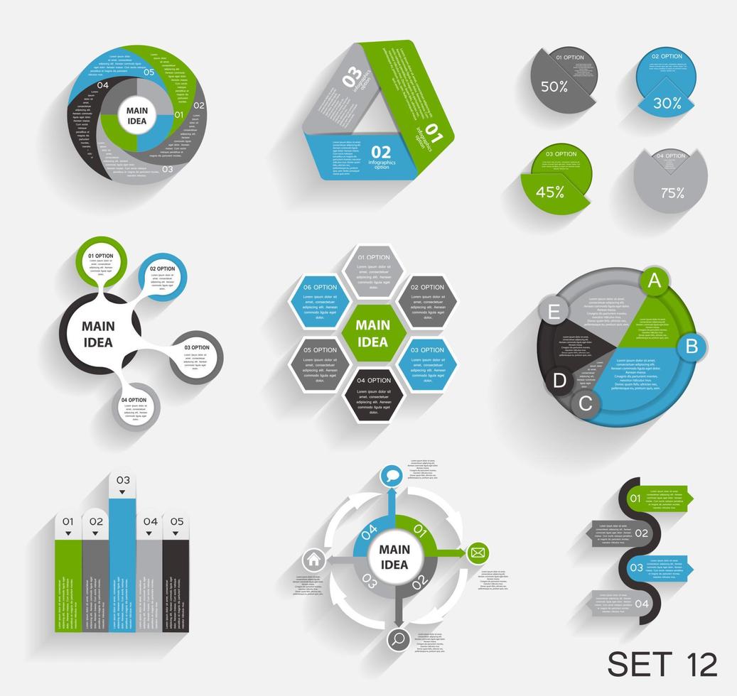 Collection of Infographic Templates for Business Vector Illustration